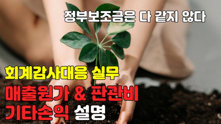 [회계감사대응] 매출원가 및 판관비, 기타손익 설명