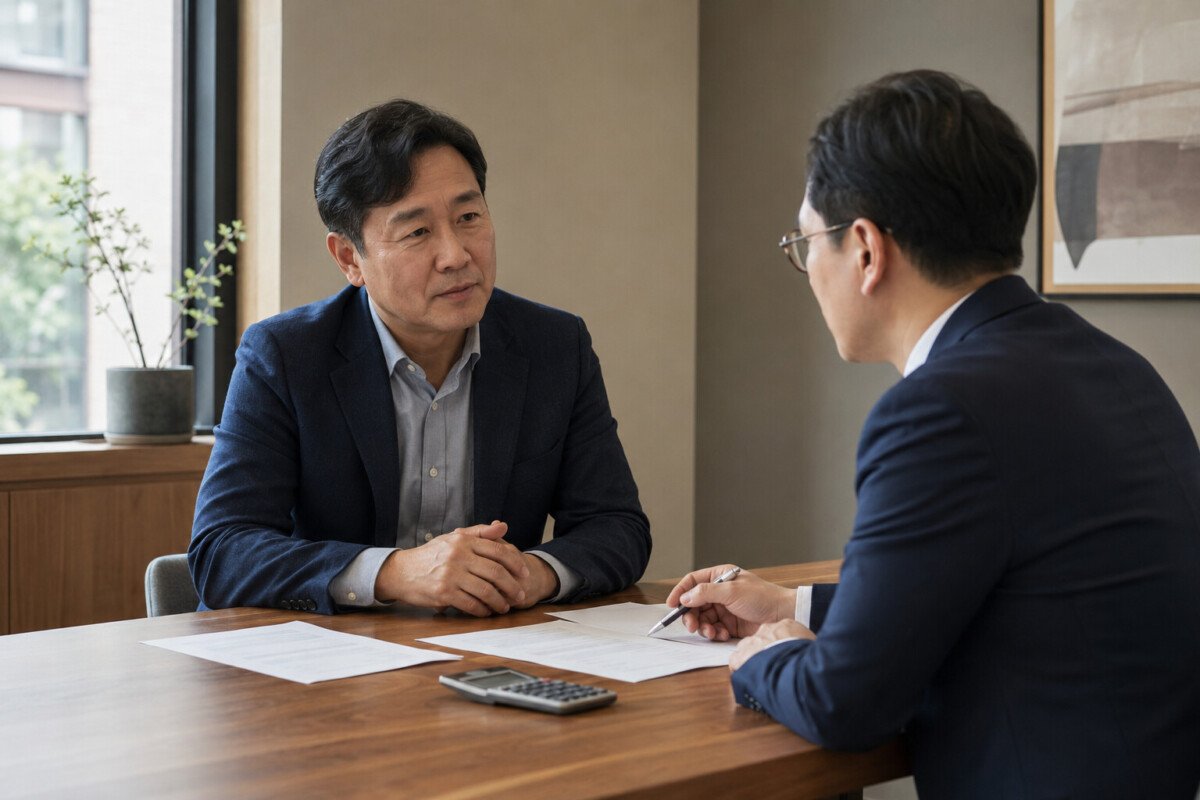 기업 대표와 회계사가 절세 전략을 논의하는 모습